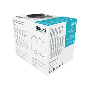 Светильник садово-парковый Gauss Cube настенный архитектурный, 1*GU10, 67*92*80мм, 170-240V / 50Hz, 35W, IP54 (1/36)