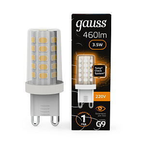 Лампа Gauss G9 AC185-265V 3,5W 460lm 3000K керамика LED 1/10/200