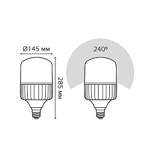 Лампа Gauss Elementary T160 100W 9500lm 6500K E40 LED 1/8