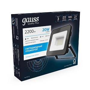 Прожектор Gauss Qplus 20W 2200lm 6500K 200-240V IP65 черный LED 1/20