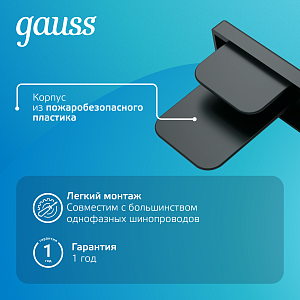 Заглушка Gauss для трекового шинопровода черный 1/100