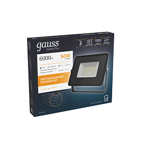Прожектор Gauss Qplus 50W 6000lm 3000K 175-265V IP65 черный LED 1/10