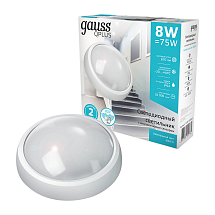 Св-к светодиодный Gauss IP65 D175*76 8W 670lm 4000K 160-260V Qplus  круг с оптико-микроволновым сенсором 1/30
