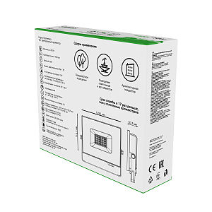 Прожектор Gauss Elementary 20W 1400lm зеленого свечения 175-265V IP65 черный LED 1/20