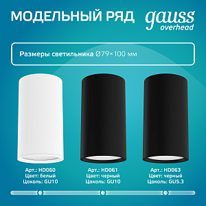 Светильник Gauss Basic, накладной, под лампу GU5.3, белый 1/20/60
