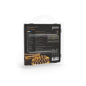 Лента Gauss LED 5050/60-SMD 14.4W 12V DC теплый белый (блистер 5м) 1/50