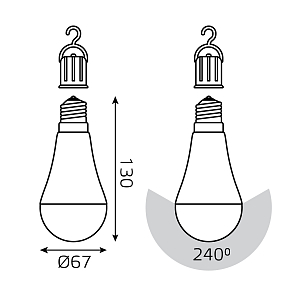 Лампа Gauss A60 7W 470lm 4100K E27 с Li-Ion аккумулятором LED 1/10/60