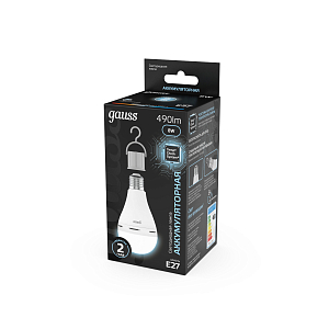 Лампа Gauss A60 8W 490lm 4100K E27 с Li-Ion аккумулятором LED 1/25