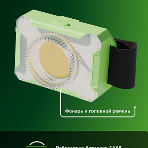 Фонарь налобный Gauss модель GFL305 3W 150lm 3xAAA LED 1/12/60