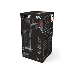 Светильник настольный Gauss Qplus модель GTL601 8W 600lm 4000K 170-265V черный диммируемый LED 1/8