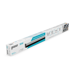 Св-к светодиодный матовый Gauss IP40 590x60x36мм 18W 1800Лм 4000K Shop Lighting черный 1/20