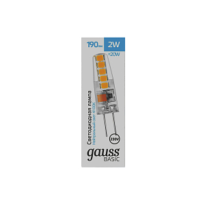 Лампа Gauss Basic G4 AC220-240V 2W 190lm 4100K силикон LED 1/20/200