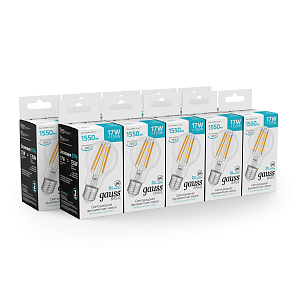 Лампа Gauss Basic Filament А60 17W 1550lm 4100К Е27 LED 1/10/40