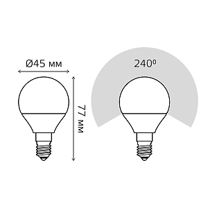 Лампа Gauss Elementary Шар 8W 520lm 3000K Е14 LED 1/10/100