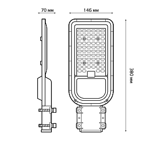 Светильник Уличный Gauss LED Avenue IP65 380*146*70 80W 8000lm 6500K 200-240V КСС "Ш" 1/2