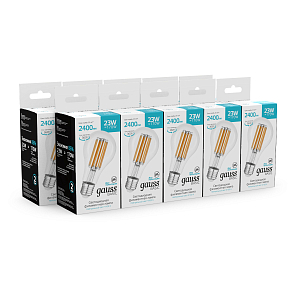 Лампа Gauss Basic Filament А70 23W 2400lm 4100К Е27 LED 1/10/40
