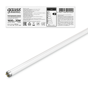 Лампа Gauss Elementary T8 20W 1600lm 6500K G13 1200mm стекло LED 1/30