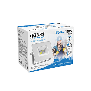 Прожектор светодиодный Gauss Elementary G2 10W 900lm IP65 6500К белый 1/60