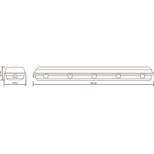 Влагозащ св-к с отражателем Gauss СПП-Т8-G13 INDUSTRY 660*70*61мм IP65 для LED ламп 1х600мм 1/12