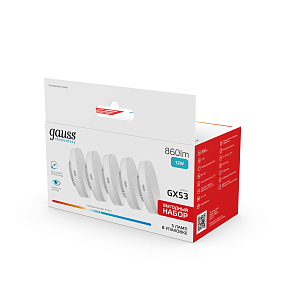 Лампа Gauss Elementary GX53 12W 860lm 4100K (5 ламп в упаковке) LED 1/20