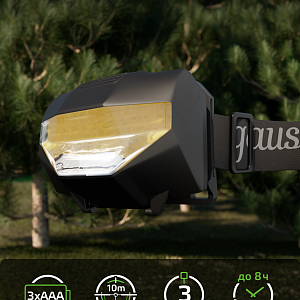 Фонарь налобный Gauss модель GFL306 1W 100lm 3xAAА LED 1/12/60