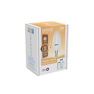 Лампа Gauss Smart Home С37 5W 470lm 2700К Е14 диммируемая LED 1/10/40