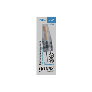 Лампа Gauss Basic G4 12V 2W 190lm 4100K силикон LED 1/20/200