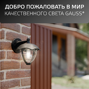 Светильник садово-парковый Gauss Aura на стену вниз  1*E27, 60W, 188*210*238мм, 170-240V / 50Hz, IP 54 (1/6)