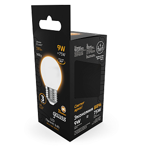 Лампа Gauss Filament Шар 9W 590lm 3000К Е27 milky LED 1/10/50