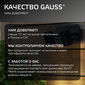 Светильник садово-парковый Gauss Sonata настенный архитектурный  2*GU10, 2*35W, 280*90*130мм, 170-240V / 50Hz, IP 54 (1/12)
