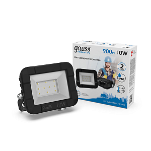 Прожектор светодиодный Gauss Elementary G3 10W 900lm IP65 6500К черный LED 1/60