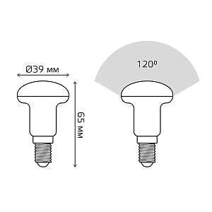 Лампа Gauss R39 4W 350lm 3000K Е14 LED 1/10/100