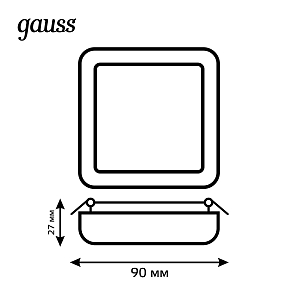 Встраиваемый светильник Gauss Frameless квадрат 9W, 4000K, 90*90мм, монтаж.отв.71*71 1/60