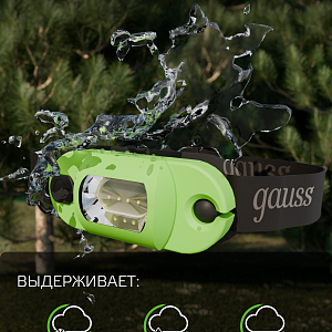 Фонарь налобный Gauss модель GFL408 3W 150lm Li-ion 300mAh LED 1/12/72