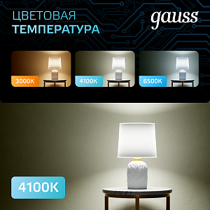 Лампа Gauss A60 12W 1200lm 4100K E27 LED 1/10/50