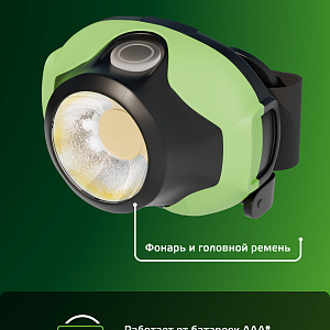Фонарь налобный Gauss модель GFL302 3W 120lm 3xAAA LED 1/12/60