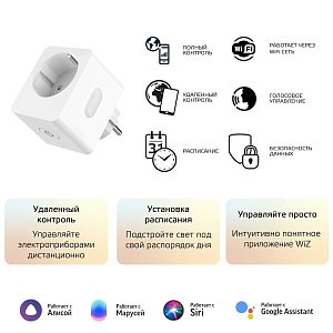 Сетевой переходник (Умная розетка) Gauss Smart Home 2300W 207-253V 10А IP20 c заземлением 1/6