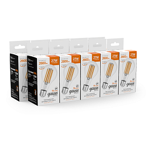 Лампа Gauss Basic Filament А70 27W 2800lm 2700К Е27 LED 1/10/40