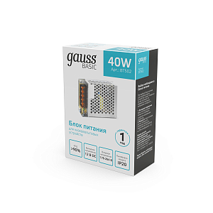 Блок питания Gauss Basic 12V 40W IP20 1/100