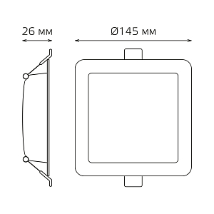 Светильник Gauss Elementary Downlight квадрат 13W 1100lm 4000K 170-260V IP20 145*26 белый LED 1/60
